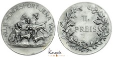 Sachsen-Jena, Stadt, versilberte Bronzemedaille 1904, Hundesport Jena, 41,81g.