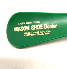 Collectible Green Plastic Mason Shoe Dealer Shoe Horn Chippewa Falls, Wisconsin