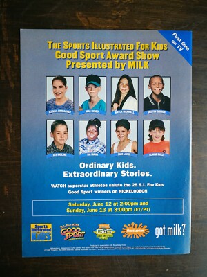 1999 Sports Illustrated for Kids Got Milk? Full Page Original Color Ad 