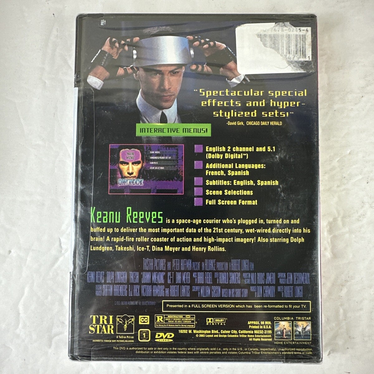 Johnny Mnemonic (DVD, 1997) Keanu reeves, Dolph Lundgren
