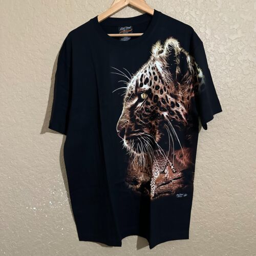 Jaguar Tiger Nature Wild Big Face Mega Print T-Shirt XL Black Rock Chang 3D
