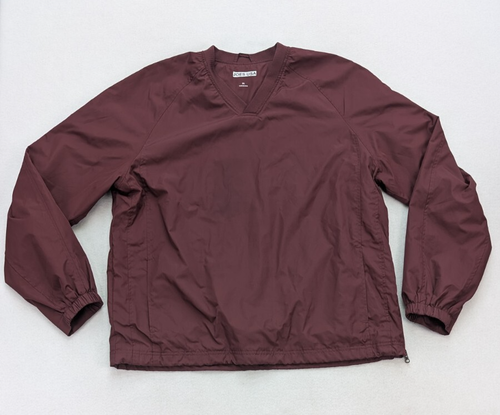 Joes USA Men's Jacket Size XL V-Neck Maroon Pullover Windbreaker Lightweight