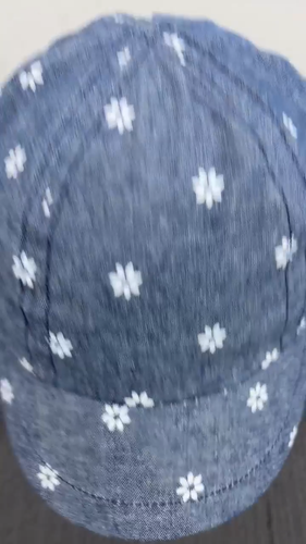 Healthtex Fitted Baseball Hat Cap Girls Toddler OS Chambray Blue Floral Stretch - Video 1 of 1