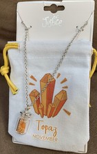 JUSTICE BIRTHSTONE NOVEMBER TOPAZ NECKLACE 17  -20  SHIMMERING SUPER CUTE 
