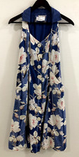 Anthropologie Size 4 Women's Camellia Floral Collared Dress Blue Jean A-Line