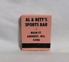 Vintage Matchbook Al & Bett's Sports Bar Amherst Wisconsin Advertising Full