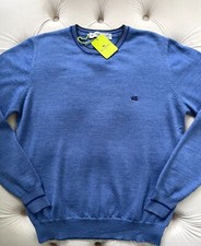 Unisex ETRO Milano Pullover Wool Knit Logo Crew Neck Sky Blue Sweater XL size