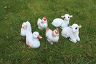 Mini animal figurine garden figures lamb chicken, duck garden home decoration approx. 11-14 cm
