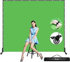 7X6.5Ft Green Screen Backdrop Kit,Movable Backdrop Stand with Wheels and Greensc