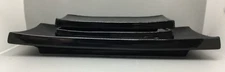 3 CRATE & BARREL Black Porcelain Rectangle Curved Dish Tray 13.5" & 8.25" Sushi