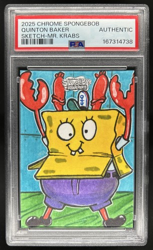 2025 Topps Chrome SpongeBob Quinton Baker Sketch Mr. Krabs Auto #1/1 PSA Auth