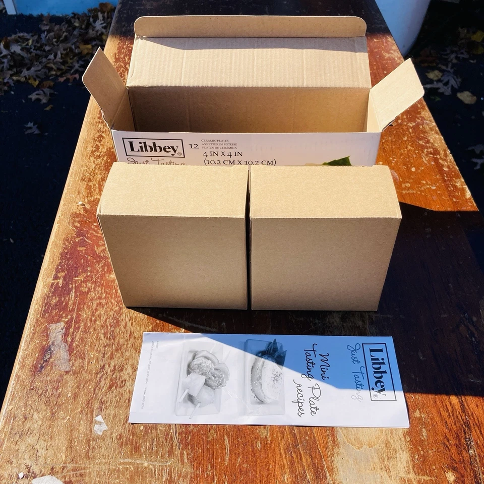 13 pc Libbey APPETIZER TASTING PLATES White Ceramic Square 4" X 4" + Recipe NIB - Image 2 of 4