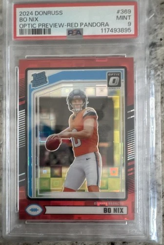 2024 Panini Donruss - Rated Rookie Bo Nix #369 Optic Preview Red Pandora Prizm