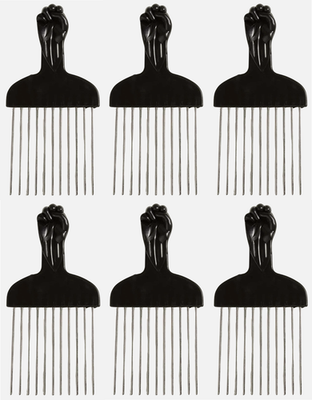 7 Inch Black Afro Hair Pick Wide Tooth Detangle Lift Comb 6 Pack