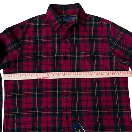 Polo Ralph Lauren Hemd kariert Knopfleiste Flanell Arbeitshemd Größe Medium $ 125 - Bild 4 von 9