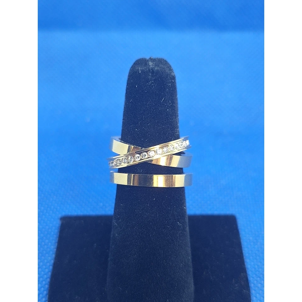 Vita Fede 24kgp Pavé Cristal Swarovski Apilable Oro Juego de 3 Anillos ¡Nunca Usado! Talla 7 Foto 2 de 4