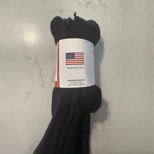 3 Pair Pack Black Wool Blend Military Mid Calf Boot Socks Small