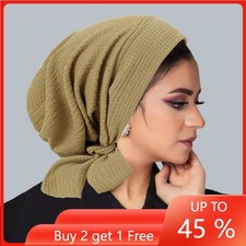 Women Muslim Turban Hijab Hat Pre-Tied Bonnet Hair Loss Chemo Cap Scarf Wrap Hat