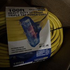 100foot Heavy Duty 12 Gauge Triple Tap Generator Extension Cord