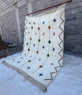 Handwoven Azilal Wool Rug, Berber Colored Tribal Design