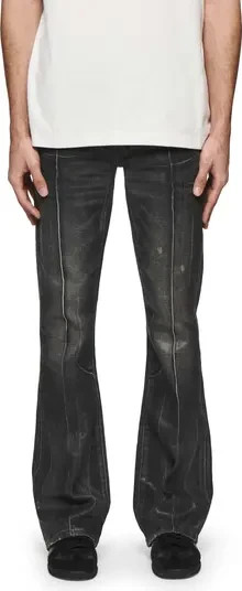 purple brand フレアデニム 29 ブラック Purple Brand P004 Men's 29 Charcoal Black Denim Pintuck Coated