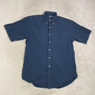 Vintage Ralph Lauren Blake Textured Short Sleeve Button Down Tartan Plaid Shirt