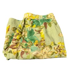 Talbots Pants Womens MP Petite Medium Floral Linen Cotton Wide Leg Coastal
