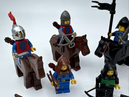 80s Vintage Minifigure LOT Lego Castle Knights Archers Brown Black Horses - Picture 3 of 10