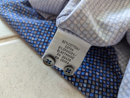 Bugatchi Men's Large Shirt Blue Ooohcotton Tech Button Up Long Sleeve Stretch - Picture 7 of 7