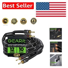 10 Feet of 12AWG Speaker Wire - Durable Braided Design with Oxygen-Free Copper