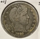 1908-D Barber Quarter 25C Silver U.S. Coin - F Detail (U98)