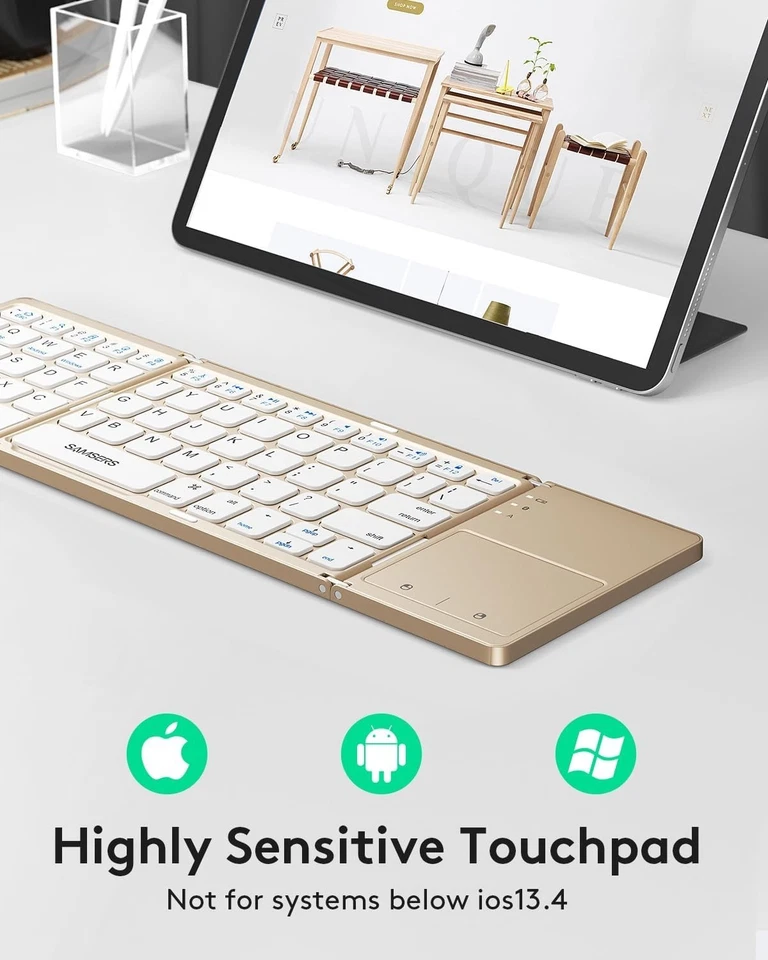 Foldable Bluetooth Keyboard with Touchpad - Portable Wireless Keyboard with Hold - Image 4 of 4