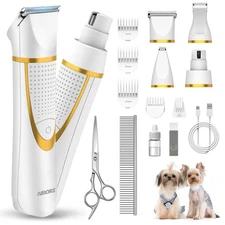 AIBORS Small Dog Grooming Kit, 4 in 1 Electric Cordless Dog Paw Trimmer with ...