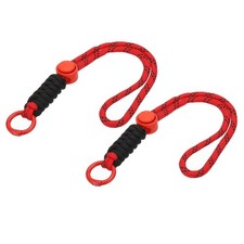 2Pcs Paracord Lanyard Keychain with Spring Ring Wavy Design Red Black