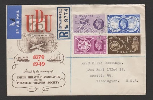 GB 1949 UPU issue registered FDC
