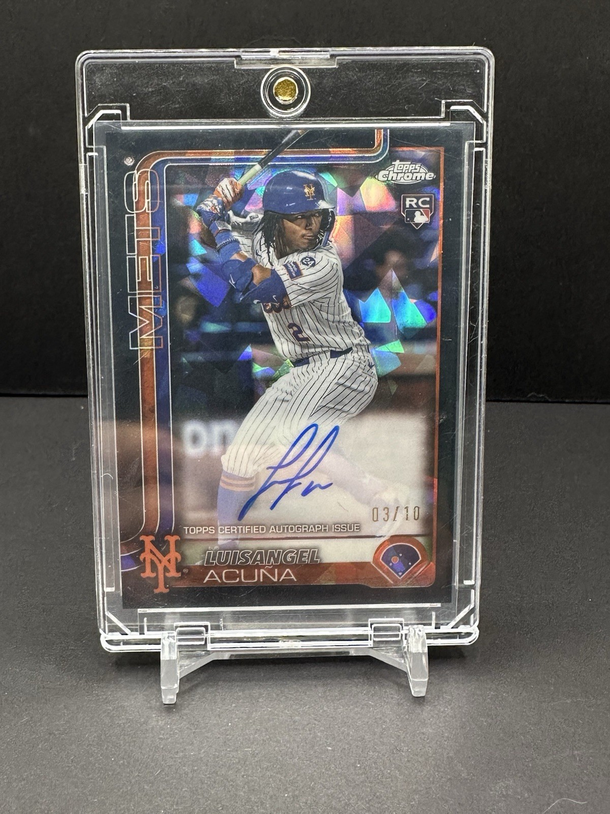 Luisangel Acuna 2025 Topps Chrome Sapphire RC AUTO /10 Black Mets