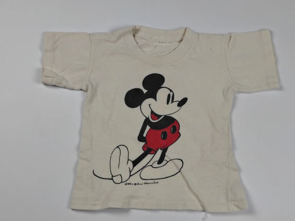 Mickey Mouse T Shirt Disney White Super Thin Single Stitch Toddler Vintage 70s - Image 2 of 4