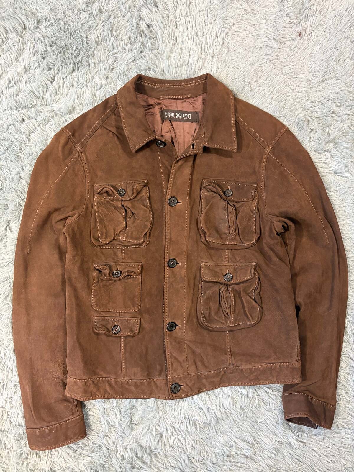 Neil Barrett 2006 Runway Suede Leather Multipocket Jacket M