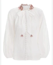 Zimmermann $856 NWT Postcard Lantern Blouse Top US8 Ivory CHIC 💗💗