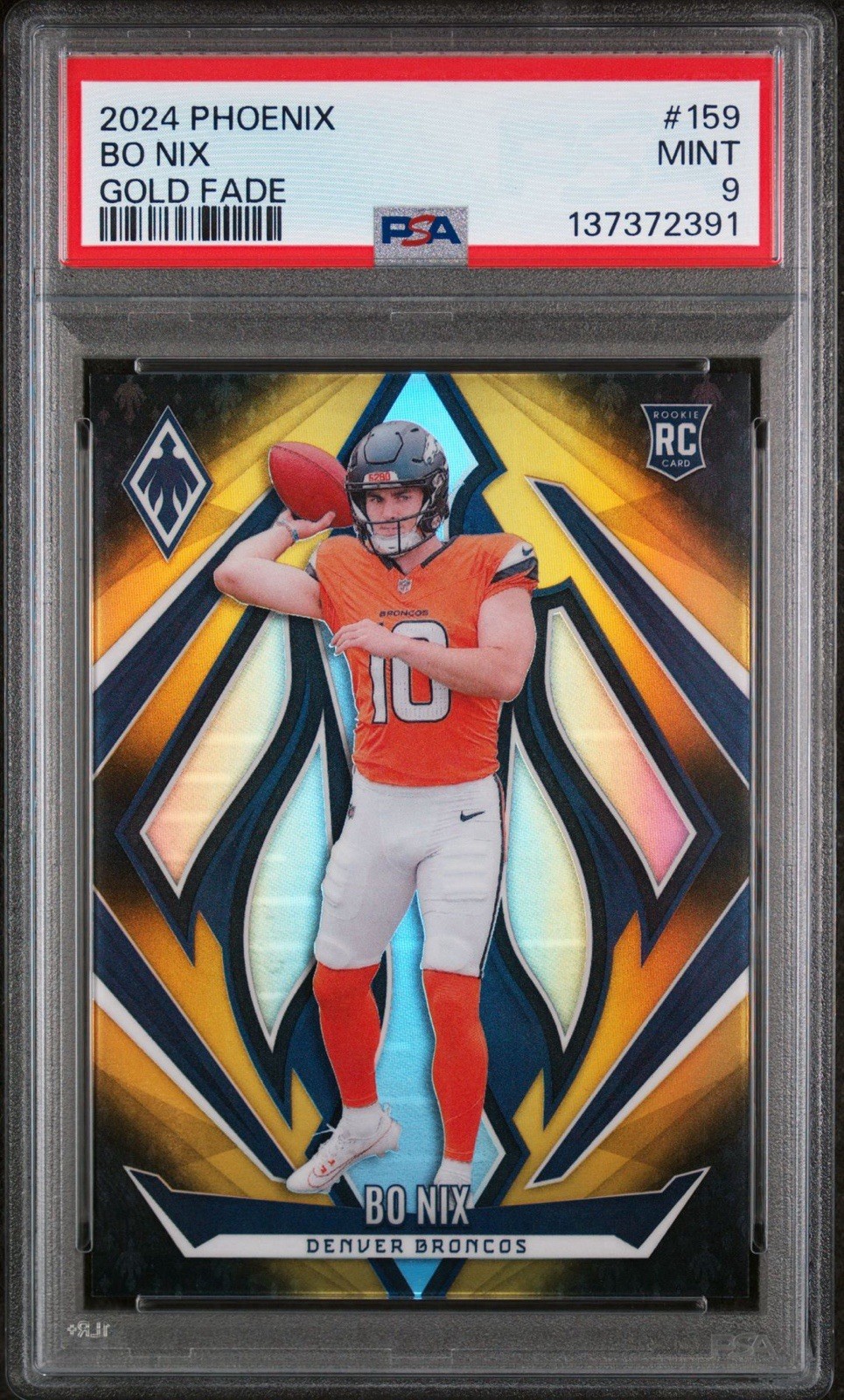 2024 Panini Phoenix - Rookies Bo Nix #159 Gold Fade /125 (RC)