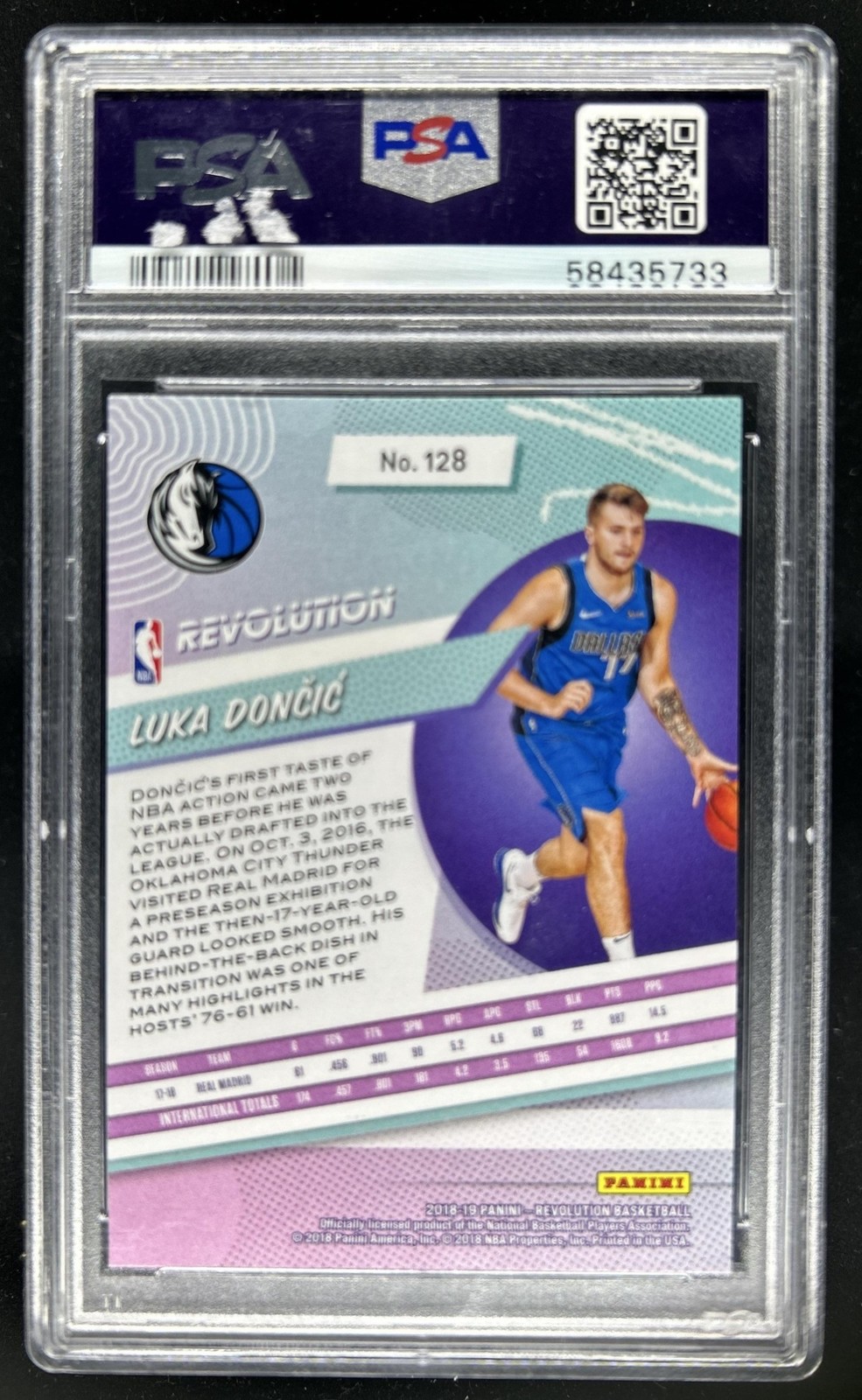 2018-19 Panini Revolution Luka Doncic Rookie RC #128 Mavericks PSA 10 GEM MINT view 2