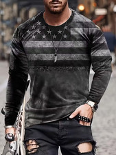 American Flag Print Long-Sleeve T-Shirt