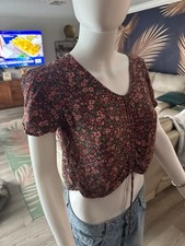 Hippie Rose Floral Ruched Front Crop Top Size...