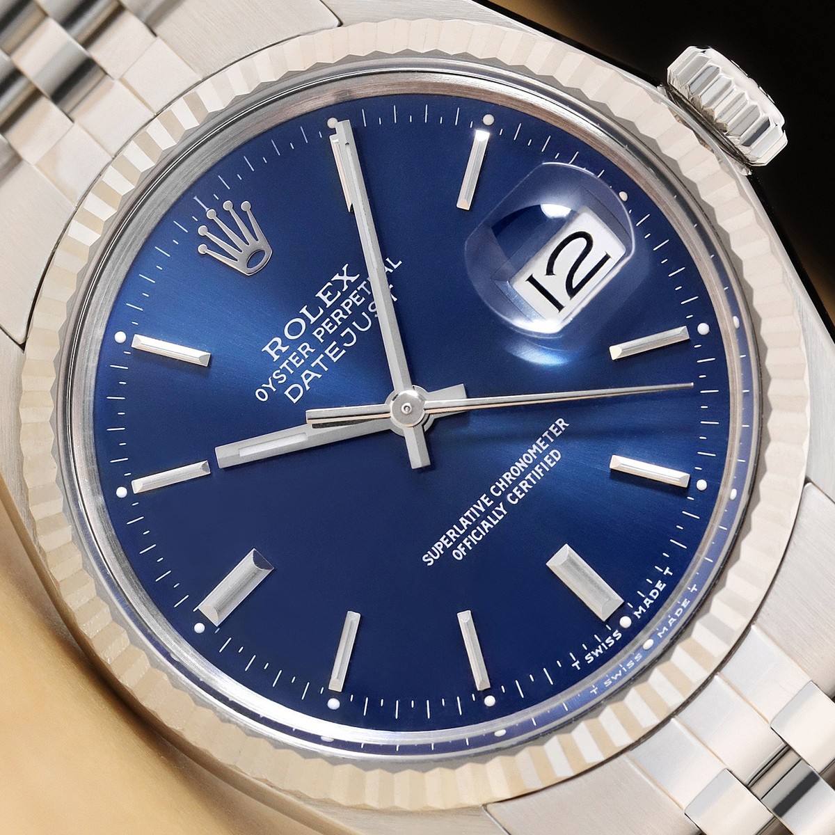ROLEX MENS DATEJUST QUICKSET ROLEX 18K WHITE GOLD BEZEL STAINLESS