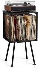 Record Player Stand with Storage Holds 100 Vinyl Records Industrial Turntable