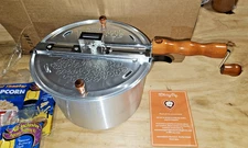 Whirley Pop Popcorn Popper Set Stainless Steel 24-Cup Stovetop Hand-Crank Design