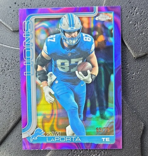 Topps 2025 Topps Chrome Sam LaPorta #100 Detroit Lions Purple /75