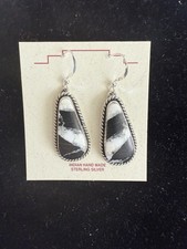 Native American Isaiah Chavez White Buffalo Earrings Sterling Silver