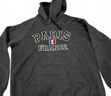 Dark Gray Paris France Hoodie Sweatshirt Size Large