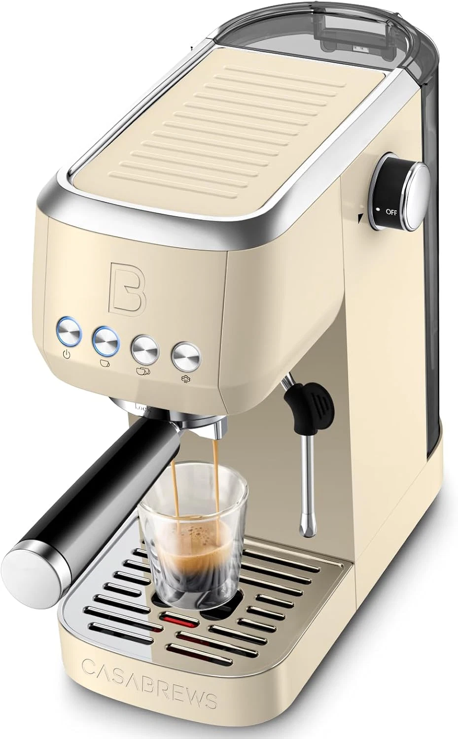 20 Bar Espresso Machine with Steam Frother, 43.9oz Tank, Stainless Steel, Silver